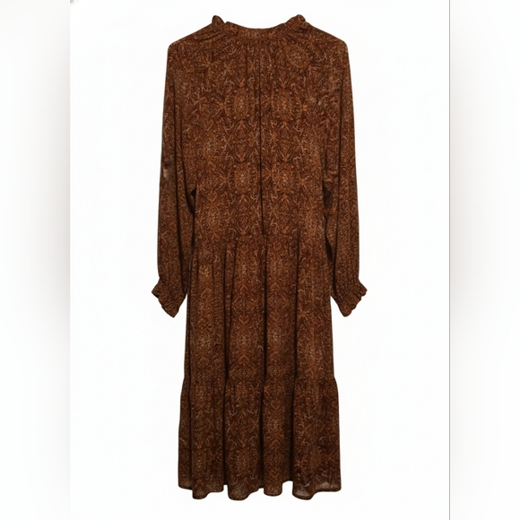 Elegant Brown Long-Sleeve Dress - Picture 4 of 4